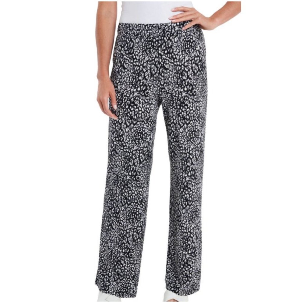 Vince Camuto Black Iced Leopard Pull On Pants Size L